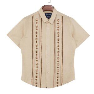 Grateful Dead Section 119 Linen Blend Button Shirt XL Bolt Steelie Embroidered